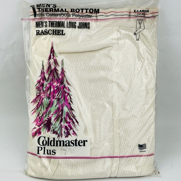 Vintage Mens XL Indera Coldmaster Plus Thermal Pants Raschel Knit 42-44 Waist - Picture 1 of 4